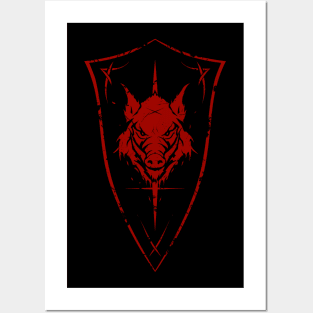 Wild Boar Shield Logo Posters and Art